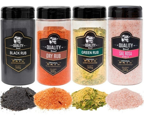 Kit Churrasco Black Rub + Sal Rosa + Dry Rub + Green Rub