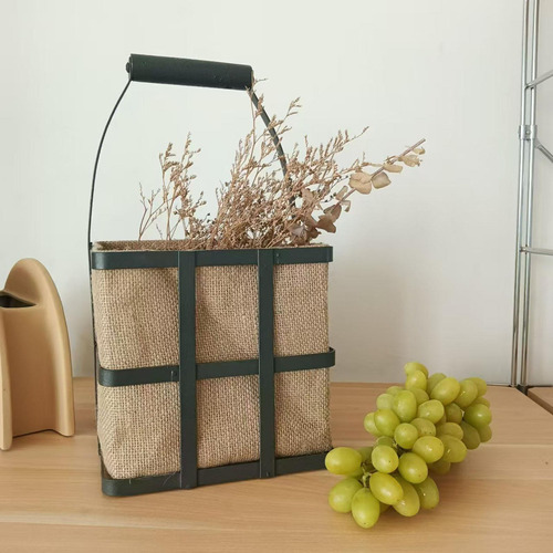 Cesta De Almacenamiento De Yute Con Asa Para Llevar, Cesta.
