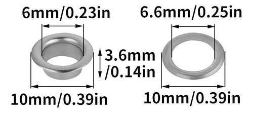 Kit , 50  Ojales P/ Lonas , Pvc. Cuero  10mm C/ Herramienta