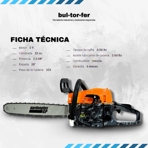 Imagen 2 de 6 de Motosierra Lüsqtoff Garden Plus 52cc + Lubricante