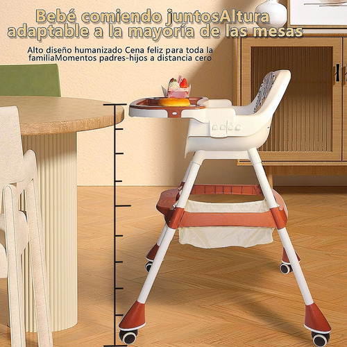 Ajustable Silla Alta Periquera Para Bebé Con Bandeja Silla Para Bebe 3 En 1 Marrón