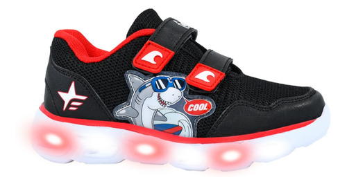 Zapatillas Footy Luz Led Tiburón Nuevas Deportivas Abrojos