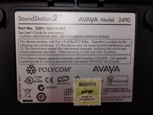 Telefono Polycom Soundstation 2 Avaya 2490 Conferencias