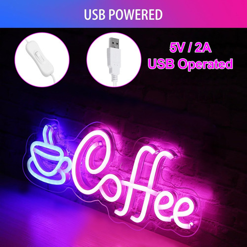 Letrero De Café Led Neón Luminoso Led Anuncio Decoración Luz