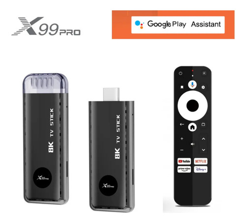 Streaming Tv Stick X99 Pro 4k Android Voz Google Assistant Negro De Voz