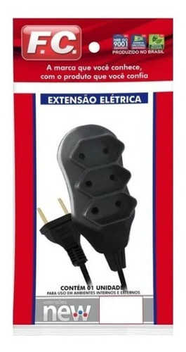 Extensão Elétrica F.c 1,5 Metros Preta Cor Preto 127V