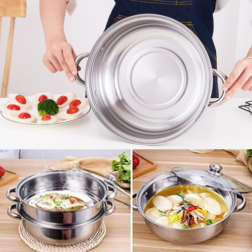 Vaporera De Cocina Acero Inoxidable De Doble Capa Con 2 Asa