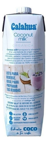6pz Calahua Orgánica Leche Coco Sin Azuc Añadida Sin Lactosa