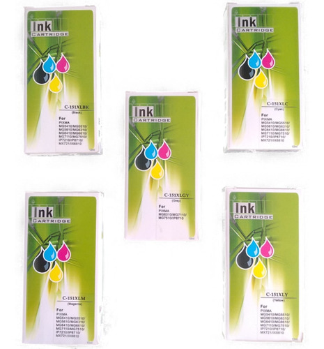 Kit 5 Colores Tinta Compatible Alta Capacidad Cli 151xl