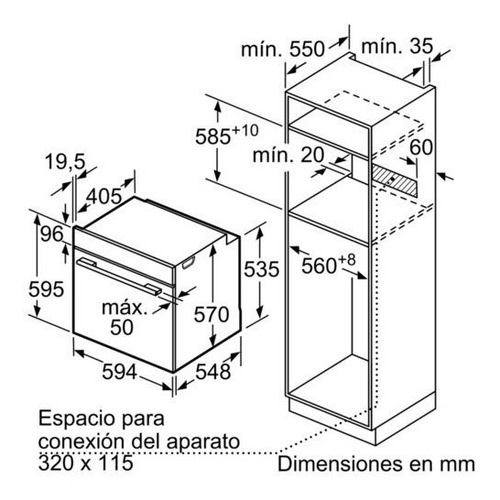 Imagen 5 de 6 de Horno empotrable eléctrico Bosch 4 Series HBA512ES0 71L acero inoxidable 220V-240V