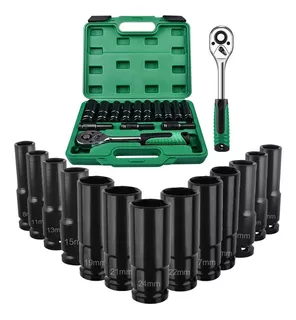 Kit De Llaves Vaso 1/2 Mecanica C/llave Carraca 14pz Shawty