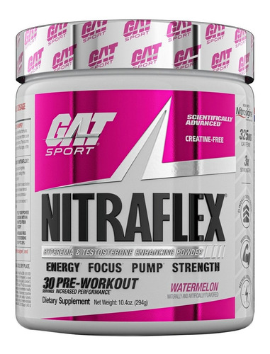 Suplemento em pó GAT Sport  Advanced Pre-Workout Nitraflex aminoácidos Nitraflex sabor  watermelon em pote de 294g