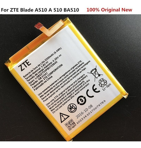 Bateria Zte Para Blade A510 Li3822t43p8h725640