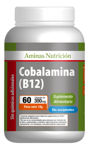 Vitamina B12 Cobalamina 3000mcg Aminas 60 Capsulas