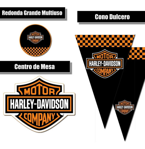 Imagen 2 de 4 de Kit Imprimible Harley Davidson Rr37 Candy Bar Cumple Fiesta