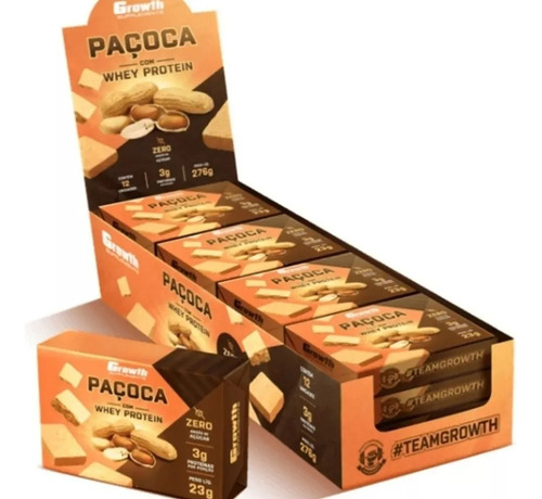 Paçoca Com Whey Protein Display C/ 12un - Growth Supplements