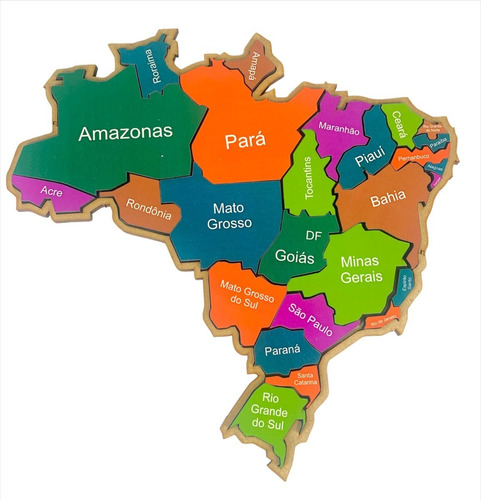 Quebra Cabeça Infantil Do Mapa Do Brasil Em Madeira
