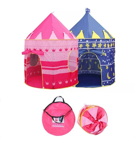 Carpa Castillo Infantil Azul Y Fucsia Para Niño Y Niña Jg-50