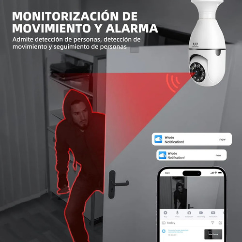 Cámara Lámpara De Seguridad Wifi 1080p Visión Nocturna Giro Completo Para Mayor Cobertura Alta Calidad Everest