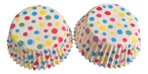 * Capacillos Blancos Polka Dots Colores Cupcakes Fondant