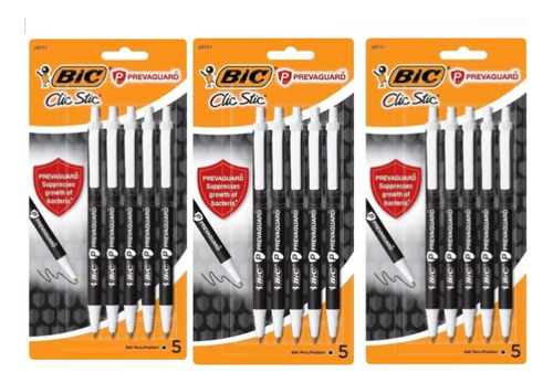 Boligrafo Bic Prevaguard Antimicrobial Clic Stic (3 Pack)