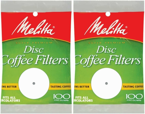 Filtros De Café Melitta, Disco Blanco De 3,5 Pulgadas, 100 U