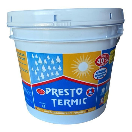 Impermeabilizante Presto Termic 3 Años Terracota 4 L