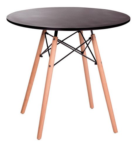 Mesa De Comedor Redonda Estilo Eames Minimalista Moderna Color Black