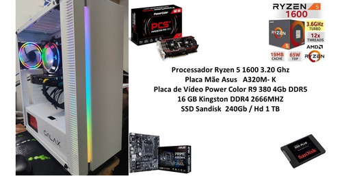 Pc Gamer Ryzen 5 1600 16 Gb R9 380 4gb