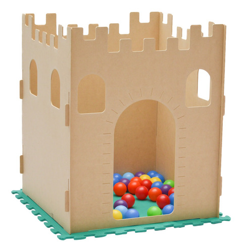 Casita Castillo Casa Infantil Madera Corazones 1x1m + Piso