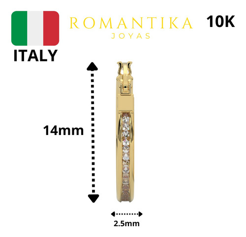 Arete Arracada Con Zirconia Oro 10k Kilates 1.7gr Italiano