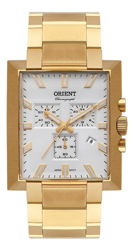 Relógio Masculino Dourado Orient Quadrado Cronógrafo Data