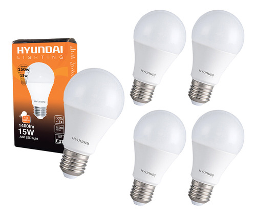 Pack 5 X Ampolleta Led A60 15w E27 Hyundai