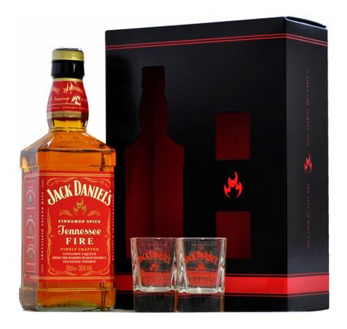 Whisky Jack Daniels Fire 750cc + 2 Vasos Universo Binario