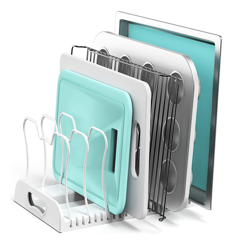 Simple Houseware Organizador De Sartén Ajustable De 7 Compar