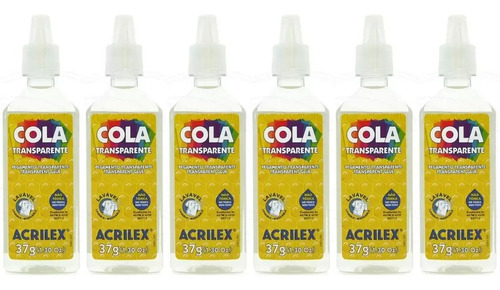 Cola Transparente Acrilex 37g Com 6 Unidades