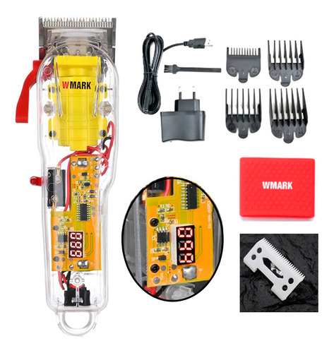 Imagem 1 de 6 de Maquina De Cabelo Transparente Wmark 108a Digital Led