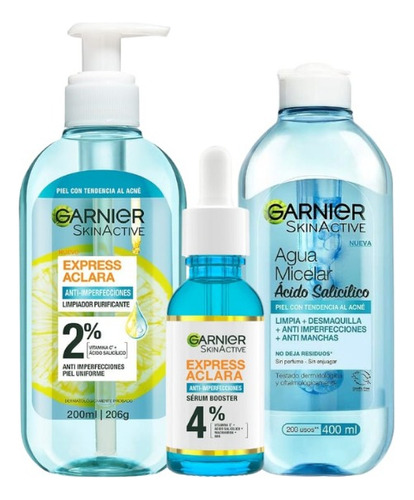 Pack Express Aclara Antiacné: Serum + Limpiador + Micelar