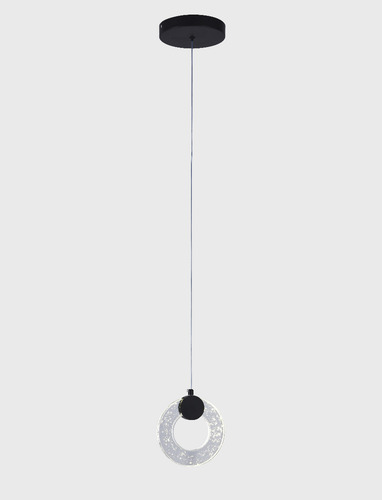 Lustre Luminária Pendente Moderno Led Argola Cristal 127/220V Estrutura Preto 127/220V