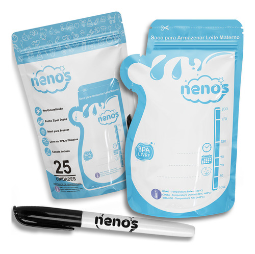 75 Sacos Para Armazenar Leite Materno De 200ml - Nenos