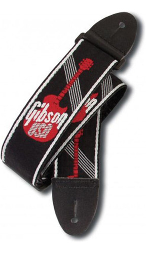 Correia Gibson Woven Logo Preta E Vermelha 5cm Largura