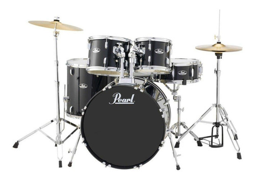 Bateria Musical Pearl Roadshow Con Platillos Banco Baquetas Color Jet Black