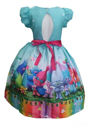 FANTASIA PRINCESA TROLLS POPPY VESTIDO TEMATIC INFANTIL LUXO