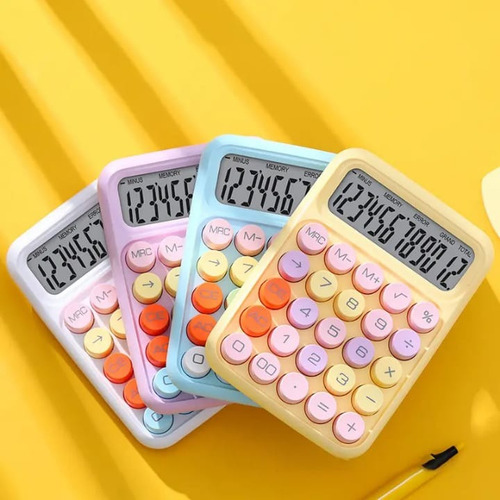 Calculadora Moli 12 Dígitos Escritorio Teclas Color Pastel Amarillo