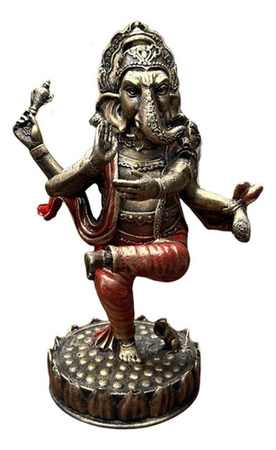Ganesha Dançando - Decoração Em Resina Cor Vermelho