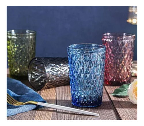 Set De 4 Vasos De Vidrio 350 Ml Marca Idetex