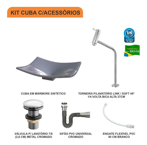 Cuba F44 C/torn Link E Válv Click V3+sifão Cr E Flexível Cor Cinza