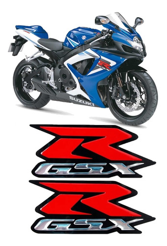 Emblema Adesivo Resinado Suzuki Gsxr Gsx R Vermelho Par Re5