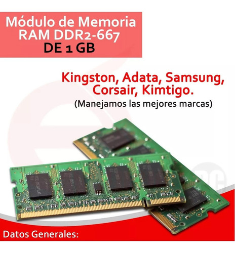 Memoria Ram Ddr2 1gb 667 Mhz Varias Marcas