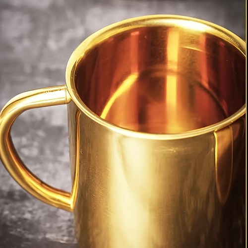1pc Taza De Acero Inoxidable 304 Con Baño De Cobre, Taza De